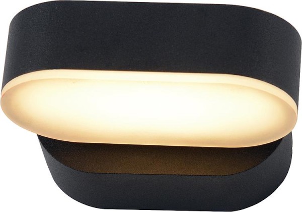 LED Außenleuchte 7,5W, 340° drehbar, oval, IP54, schwarz matt