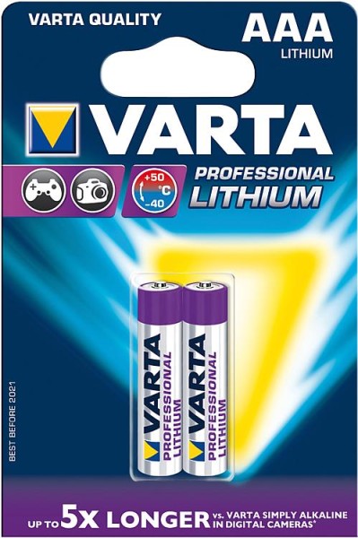 Batterie Varta Professional Lithium LR03 AAA Micro VPE= 2 Stück