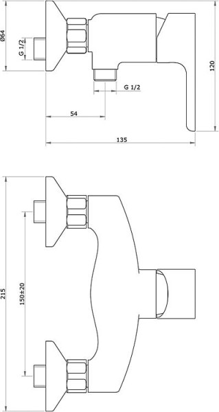 Brausemischer AP Goodlife verchromt Ausladung 135 mm