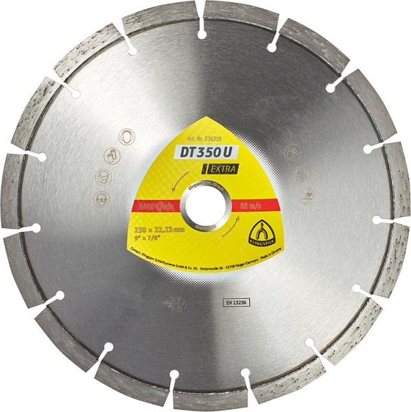 Diamanttrennscheibe KLINGSPOR 230x22,23mm Standardverzahnung 15 Segmente