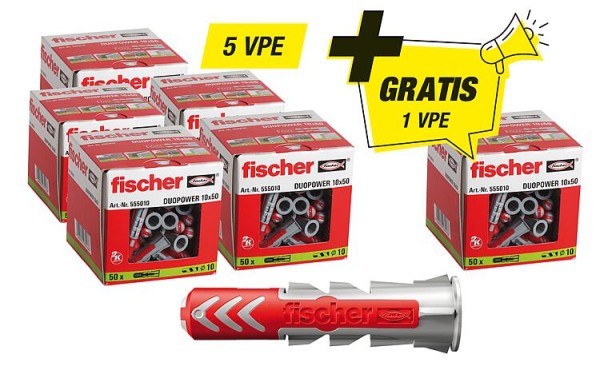 Fischer-Aktions-Set best. aus 5 x 94 119 92 +Gratis 1x 94 119 92 Dübel Duopower