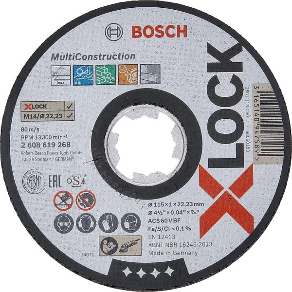 Trennscheibe BOSCH® für versch. Materialien mit X - Lock Aufnahme Ø 125 x 1,6 mm