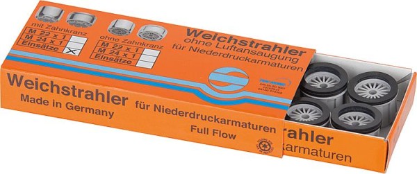 Einsatz für Weichstrahler Niederdruck M 22/24X1 mit Gummidichtung mit Zahnkranz VPE 10 StSt.