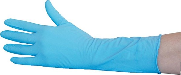 Chemikalien-/ Schutzhandschuh Nitril, puderfrei 30 cm, blau, XL / VPE 50 St.