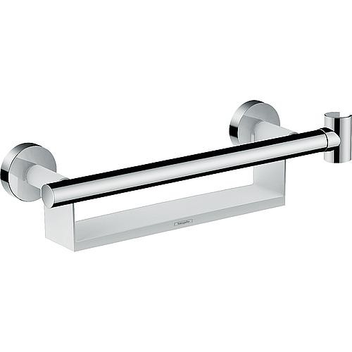 Haltegriff Hansgrohe Comfort weiß/chrom mit Brausehalter und Ablage