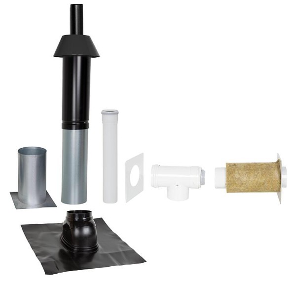 Grundpaket Unifix 165, Schrägdach, 25° - 45°, DN 80/125 schwarz,0,4m