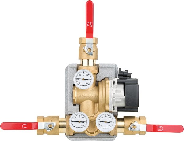 Ladeventileinheit Termovar mit Pumpe Grundfos UPM 3-70 Messing, DN32(11/4"), 55°C