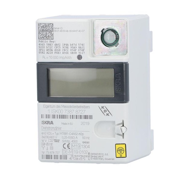 eHZ Drehstromzähler 240560D MID 3x230V/400V, 50Hz, 6(60)A MSB-Schnittstelle, 2 Tarifwerk