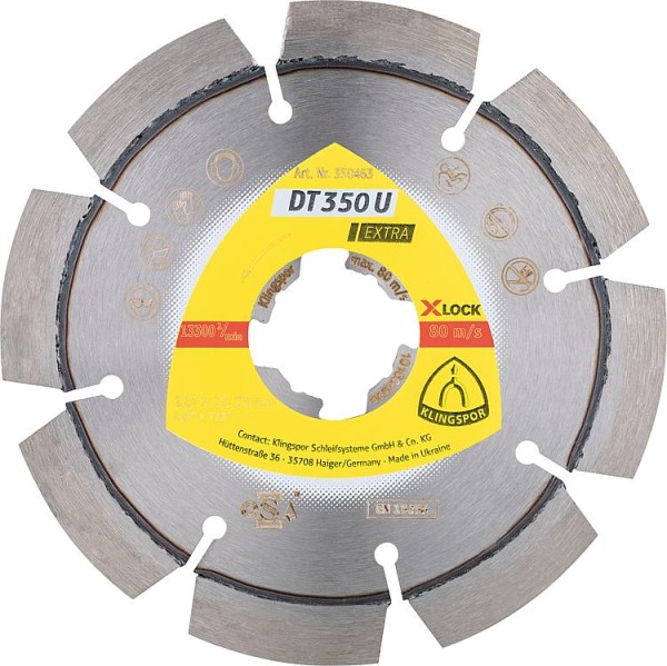 Diamanttrennscheibe KLINGSPOR 115x22,23mm Standardverzahnung 8 Segmente, X-Lock