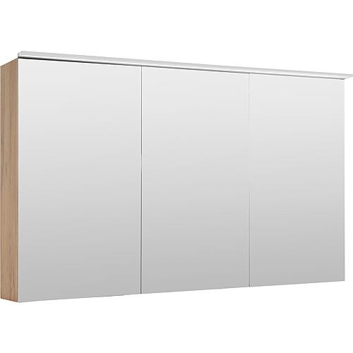 Spiegelschrank Lossa mit LED-Aufsatzleuchte 3 Türen asteiche cortina 1200x750x194 mm