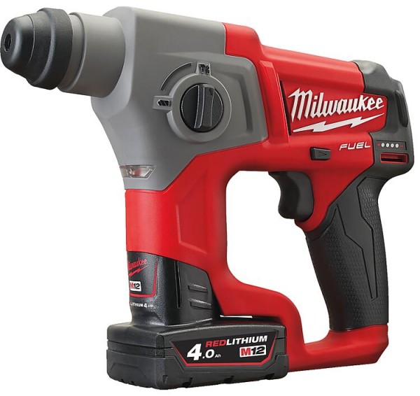 Akku-Bohrhammer Milwaukee M12CH-402X, 12V mit 2x 4,0 Ah Akkus und Ladegerät