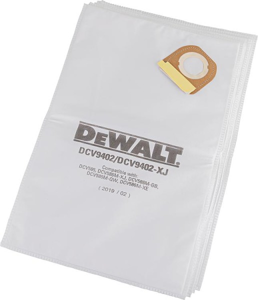 Fleece-Staubbeutel DeWALT DCV9402-XJ für 54V Akku-Sauger M-Klasse, VPE=5 Stück