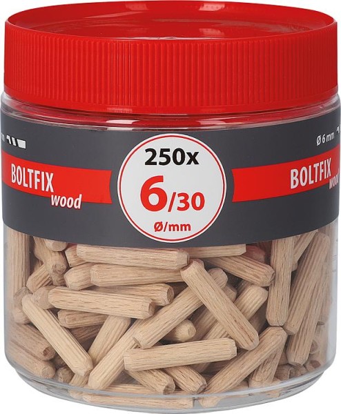 Holzdübel TOX Boltfix wood 6x30 mm, Riffeldübel massive Buche VPE: 250