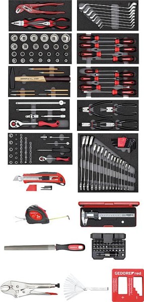 Werkzeugsatz GEDORE red 166-teilig in Schaumstoffmodulen