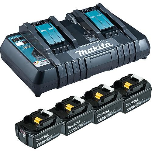 Akku-Set MAKITA 18V mit 4x 6,0 Ah Akkus und Doppelladegerät