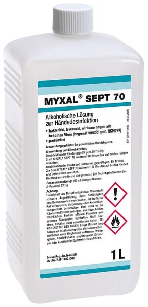 Händedesinfektionsmittel MYXAL SEPT 70, 1l Hartflasche