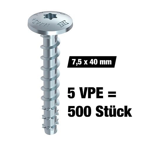 Vorteilspaket Beton -und Mauerschraube, Torx®, Multi-Monti® Plus, Flachrundkopf, 7,5 x 40 mm, 500 St