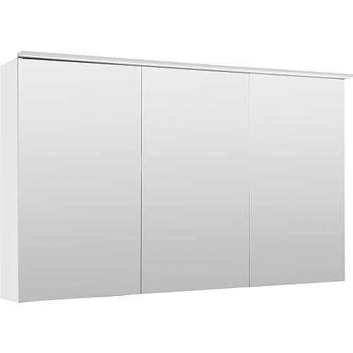 Spiegelschrank Lossa mit LED-Aufsatzleuchte 3 Türen weiß Hochglanz 1200x750x194 mm