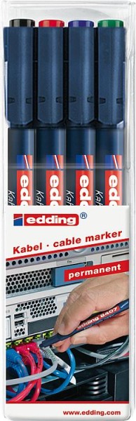 Kabelmarker - Set 4-er Etui, edding 8407