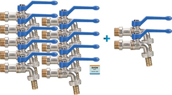 Auslaufhahn-Set "Silver" bestehend aus 10x Auslaufkugel- hahn +2x Gratis Auslaufkugelhahn