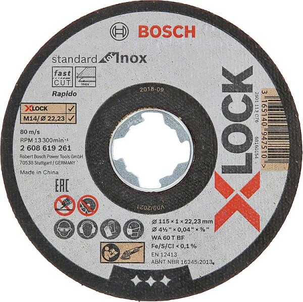 Trennscheibe BOSCH® für Edelstahl mit X - Lock Aufnahme Ø 125 x 1,0 mm