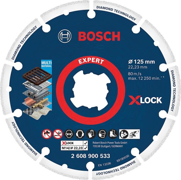 Diamanttrennscheibe BOSCH Ø 125x22,23mm, X-Lock