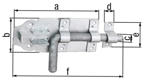 Bolzenriegel mit Schlaufe, 210x70mm, feuerverzinkt