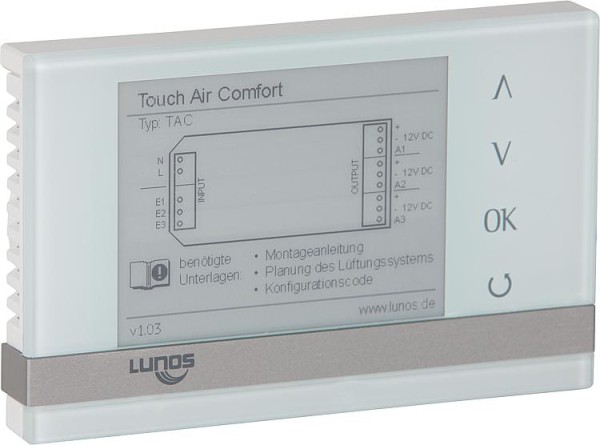 Komfortsteuerung Lunos Touch Air für e2und E go, inkl. Einbaudose